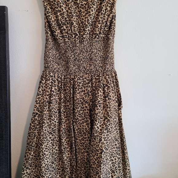 Anthropologie Tommie Leopard Print Midi Dress - Brown. Size M - Picture 6 of 8